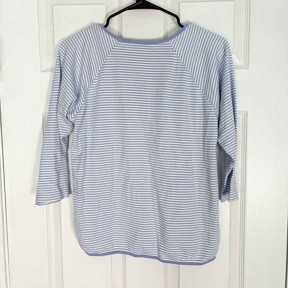 LAKE Pajamas 100% Pima Cotton Long Sleeve Pants Set Hydrangea Striped Medium - Picture 4 of 8